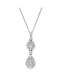 Diamond Double Halo Cluster 18" Pendant Necklace (5/8 ct. t.w.) in 14k White Gold