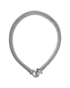 Diamond Horseshoe Link Mesh 17" Collar Necklace (5/8 ct. t.w.) in Sterling Silver or 14k Gold-Plated Sterling Silver