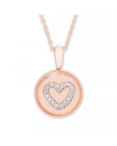 Diamond (1/16 ct. t.w.) Heart Pendant in 14k Yellow or Rose Gold