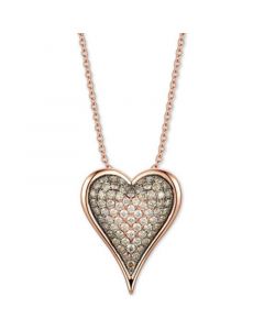 Chocolate Diamond Ombré Heart 18" Pendant Necklace (1-1/2 ct. t.w.) in 14k Rose Gold