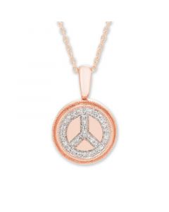 Diamond (1/10 ct. t.w.) Peace Sign Pendant in 14k Yellow or Rose Gold