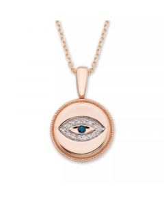 Diamond (1/20 ct. t.w.) Evil Eye Pendant in 14k Yellow or Rose Gold