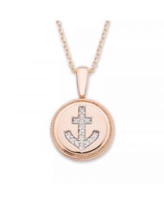 Diamond (1/20 ct. t.w.) Anchor Pendant in 14k Yellow or Rose Gold