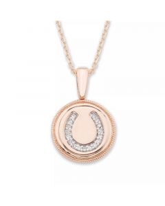 Diamond (1/20 ct. t.w.) Horseshoe Pendant in 14k Yellow or Rose Gold