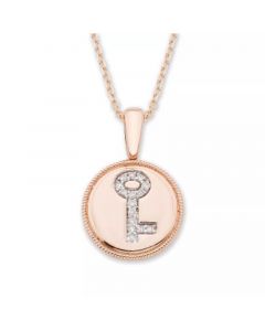 Diamond (1/20 ct. t.w.) Key Pendant in 14k Yellow or Rose Gold