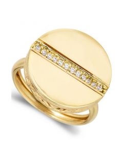 1/8 Ctw Diamond Circle Center Line Ring  in 18k Yellow Gold Over Sterling Silver