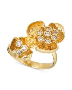 Diamond Flower Statement Ring (1/4 ct. t.w.) in 18k Gold-Plated Sterling Silver