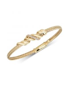 Diamond Twist Bangle Bracelet (1/8 ct. t.w.) in 14k Gold-Plated Sterling Silver