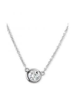 Certified Diamond Bezel Pendant Necklace (3/8 ct. t.w.) in 14k White Gold, 16" + 2" extender