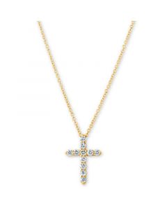 Diamond Cross Pendant Necklace (1/3 ct. t.w.) in 14k Gold, 16" + 2" Extender