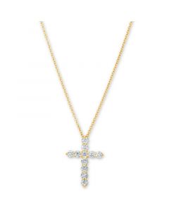 Diamond Cross Pendant Necklace (1/2 ct. t.w.) in 14k Gold, 16" + 2" Extender