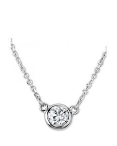 Certified Diamond Bezel Pendant Necklace (1/4 ct. t.w.) in 14k White Gold, 16" + 2" extender