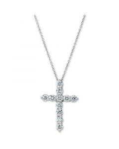 Certified Diamond Cross Pendant Necklace (1 ct. t.w.) in 14k White Gold, 16" + 2" extender