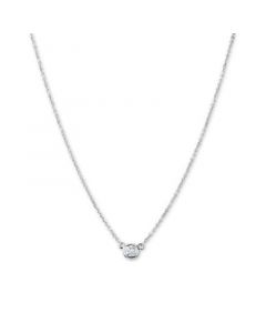 Diamond Bezel-Set Adjustable Pendant Necklace (1/6 ct. t.w.) in 14k White Gold