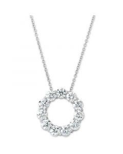 Certified Diamond Circle Pendant Necklace (2 ct. t.w.) in 14k White Gold, 16" + 2" extender