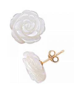 Mother-of-Pearl Flower Stud Earrings in 10k Gold