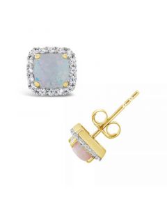 Halo Stud Earrings in 10k Yellow. Created Opal (1/2 ct. t.w.) and Created Blue Sapphire (1-3/8 ct. t.w.)