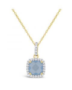 Created Spinel Aquamarine (1-5/8 ct. t.w.) Pendant Necklace in 10k Yellow Gold