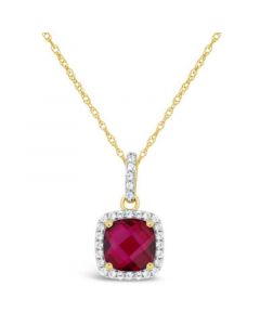 Created White Sapphire (1-3/4 ct. t.w.) and Created White Sapphire (1/6 ct. t.w.) Pendant Necklace in 10k Yellow Gold. Also Available in Created Ruby (1-3/4 ct. t.w.)