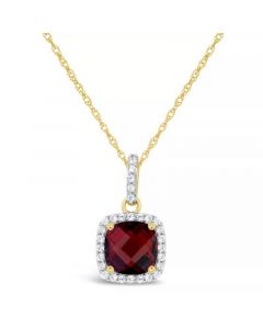 Garnet Peridot (2 ct. t.w.) and Created White Sapphire (1/6 ct. t.w.) Pendant Necklace in 10k Yellow Gold. Also Available in Peridot)