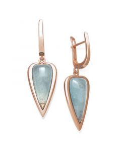 Milky Aquamarine Drop Earrings in Rose Gold over Silver