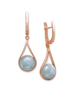 Milky Aquamarine 11x5.3mm Drop Earrings in Rose Gold over Silver