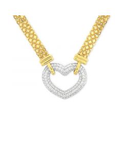 Cubic Zirconia Heart 18" Pendant Necklace in Sterling Silver & 18k Gold-Plate