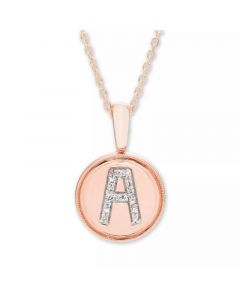 Diamond Accent Initial Pendant in 14k Rose Gold