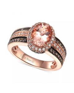 Peach Morganite (1-1/3 ct.-t.w.) & Diamond (5/8 ct. t.w.) Ring in 14k Rose Gold (Also Available White Gold or Yellow Gold)