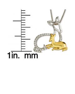 Diamond Dear Mother & Child 18" Pendant Necklace (1/10 ct. t.w.) in Sterling Silver & 10k Gold