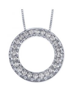 Diamond Circle 19" Pendant Necklace (1/2 ct. t.w.) in 14k White Gold