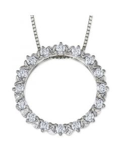 Diamond Circle 18" Pendant Necklace (1/4 ct. t.w.) in 14k White Gold