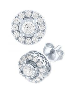 Lab Grown Diamond Cluster Stud Earrings (1/2 ct. t.w.) in Sterling Silver