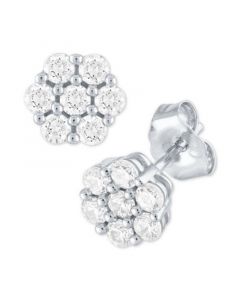 Diamond Cluster Stud Earrings (1/2 ct. t.w.) in Sterling Silver