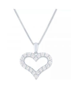 Lab Grown Open Heart 18" Pendant Necklace (1/2 ct. t.w.) in Sterling Silver, 14k Gold-Plated Sterling Silver or 14k Rose Gold-Plated Sterling Silver