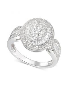 Diamond Oval Cluster Statement Ring (1 ct. t.w.) in 14k White Gold