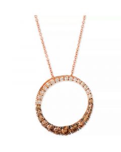 Chocolate Diamond Ombré Circle 18" Adjustable Pendant Necklace (1-1/5 ct. t.w.) in 14k Rose Gold , 14k White Gold or 14k Yellow Gold