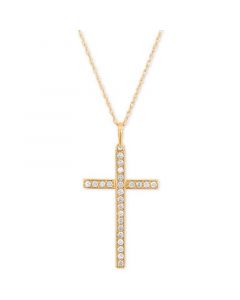 Diamond Cross 18" Pendant Necklace (1/4 ct. t.w.) in 10k Gold