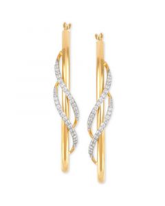 Diamond Twist Medium Twist Hoop Earrings (1/5 ct. t.w.) in 10k Gold, 1.5"