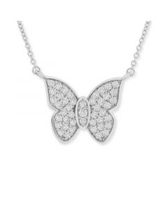 Diamond Butterfly 20" Pendant Necklace (1/2 ct. t.w.) in 14k White Gold, Created for Macy's