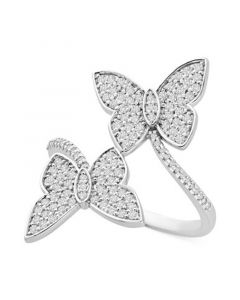 Diamond Butterfly Bypass Statement Ring (1/2 ct. t.w.) in 14k White Gold, Created for Macy's