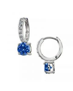 Colored Cubic Zirconia Huggie Hoop Earrings in Sterling Silver or 18k Gold over Silver (Also Available in Lab Created Opal)