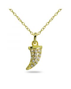 Cubic Zirconia Horn Pendant in 18k Gold Plated Sterling Silver