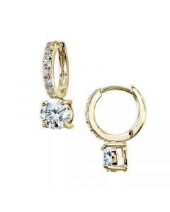 Cubic Zirconia Huggie Hoop Earrings in 18k Gold-Plated Sterling Silver or 18k Rose Gold-Plated Sterling Silver