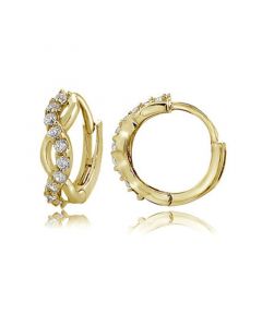 Cubic Zirconia Wrap Huggie Hoop Earrings in 18k Gold Plated Sterling Silver