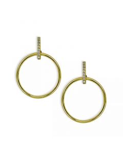 Cubic Zirconia Accent Front Circle Earrings in 18k Gold Plated Sterling Silver or Sterling Silver