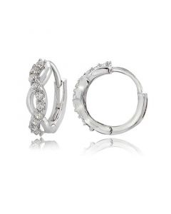 Cubic Zirconia Wrap Huggie Hoop Earrings in Sterling Silver