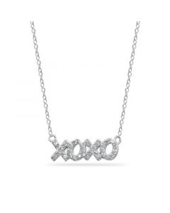 Cubic Zirconia "XOXO" Nameplate Necklace in Sterling Silver