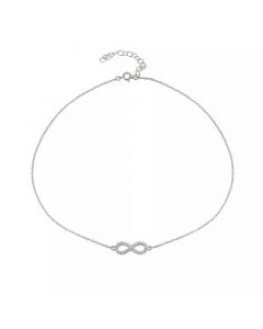 Cubic Zirconia Infinity Symbol Necklace in Sterling Silver or 18k Yellow Gold Plated Sterling Silver