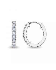 Cubic Zirconia Oval Huggie Hoop Earrings in Sterling Silver